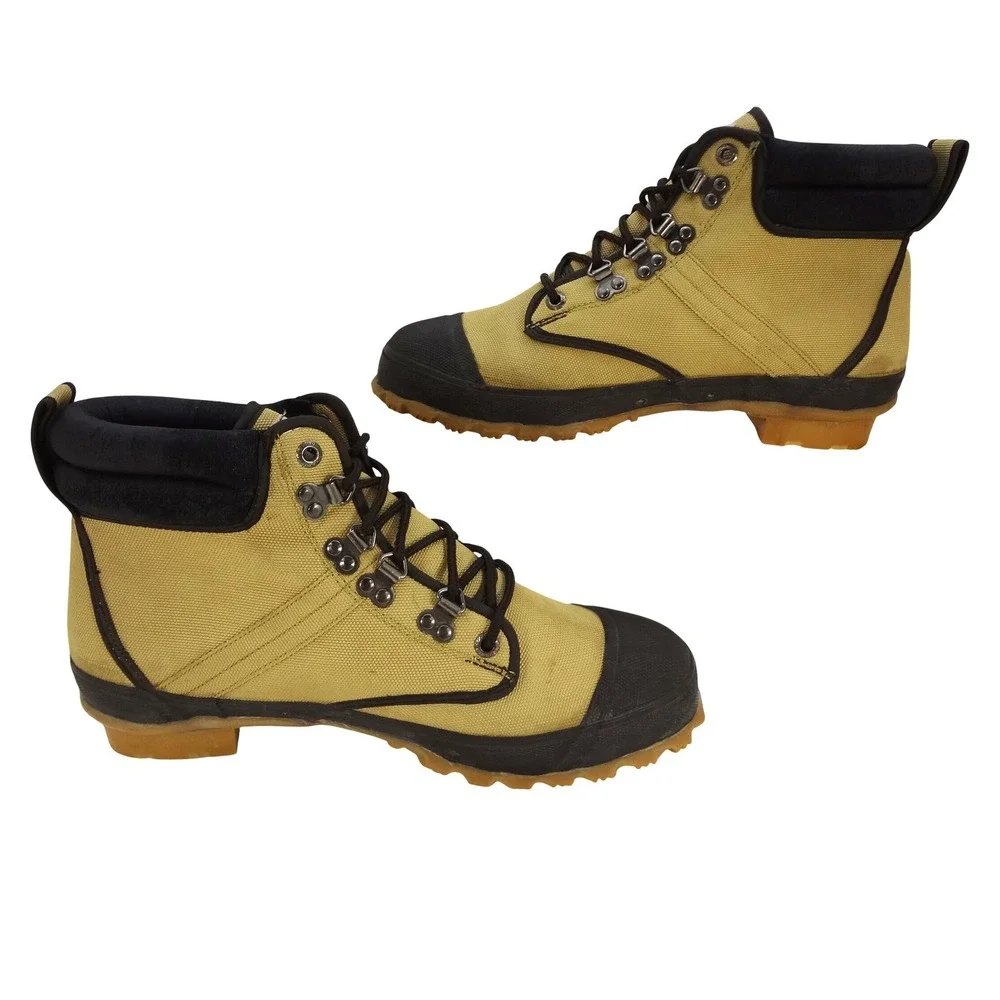 Pro-Line Mens 11 Canvas Wading Boots‎ Tan Black Rubber Toe High Top Boots